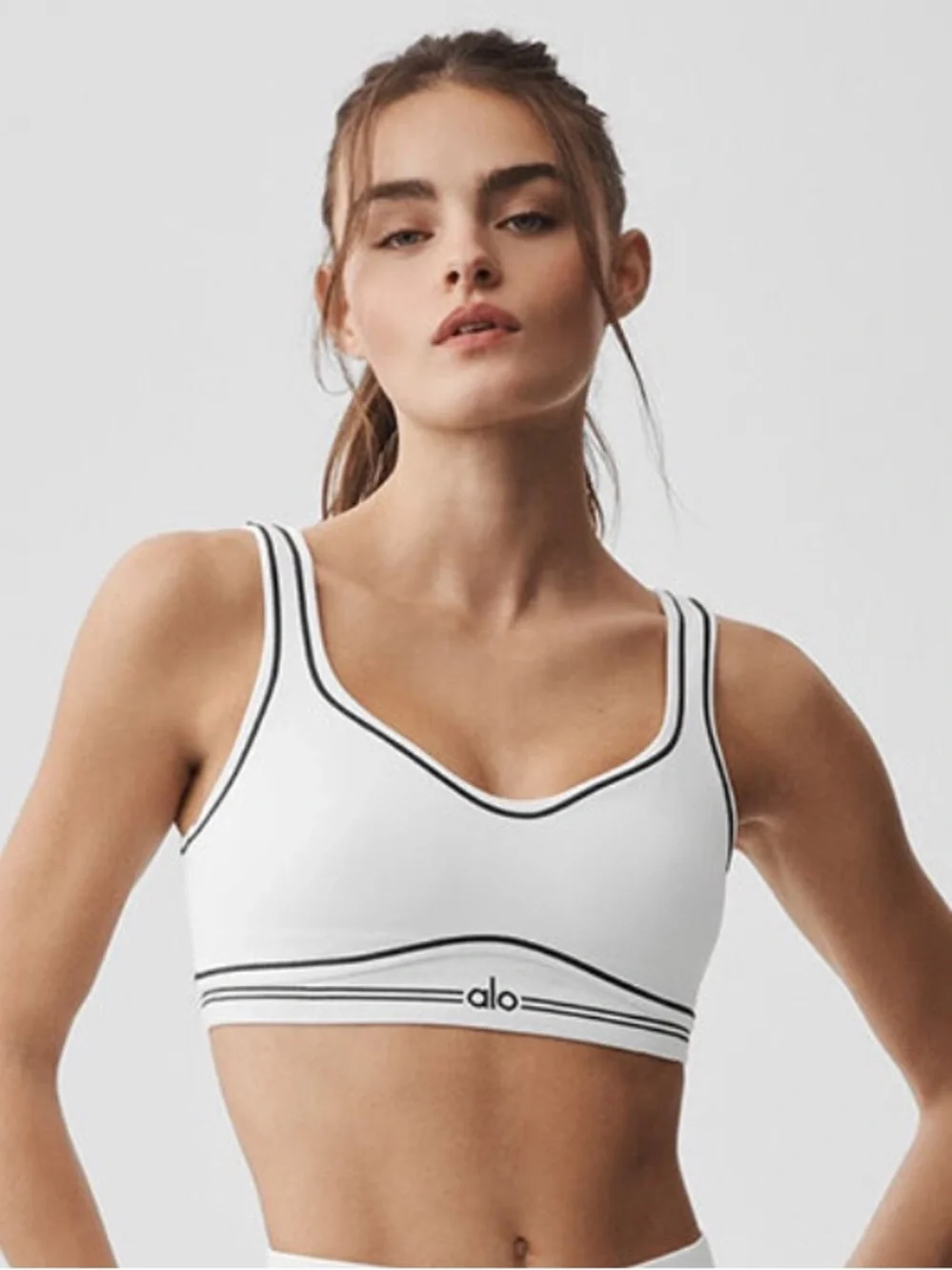 ALO Yoga airbrush hearth throb bra white/black